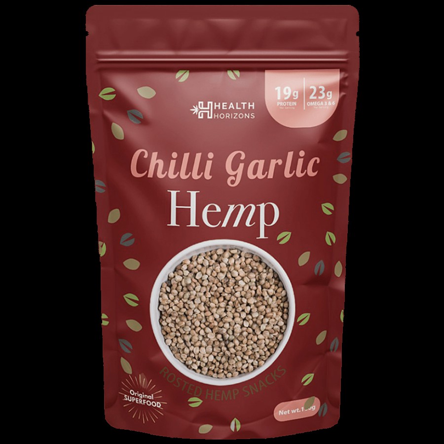 Health Horizons Hemp seeds | Chilli garlic flavour | Fatty Acids |Perfectly balanced Omega 6 and 3