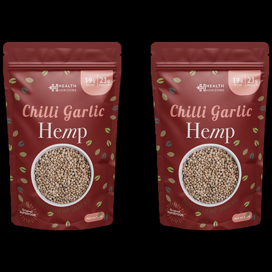 Health Horizons Hemp seeds | Chilli garlic flavour | Fatty Acids |Perfectly balanced Omega 6 and 3