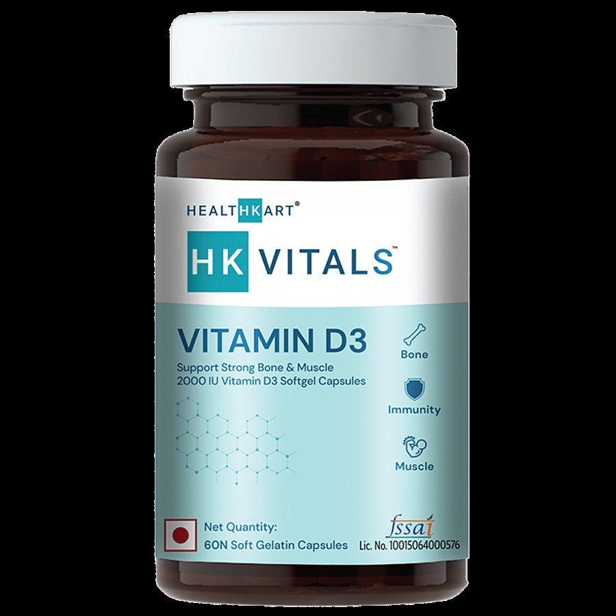 HealthKart HK Vitals Vitamin D3 2000 IU Softgel Capsule - Supports Immunity