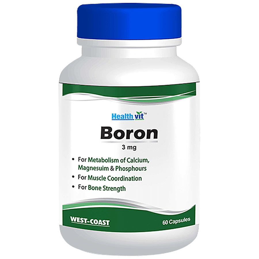 Healthvit Boron 3 mg Capsules - For Bone Strength