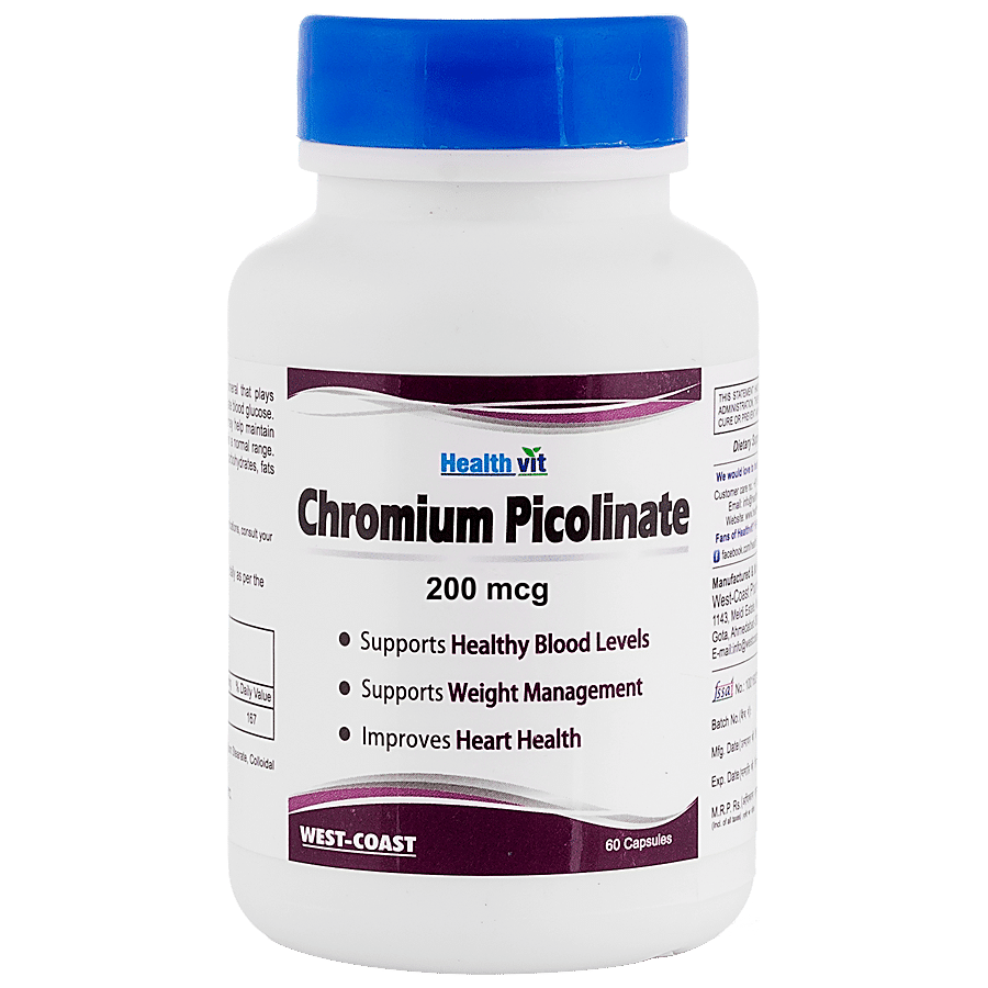 Healthvit Chromium Picolinate 200 mcg Capsules - Supports Weight Management