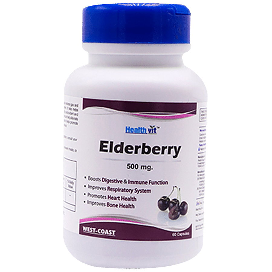 Healthvit Elderberry 500 mg Capsules - Boosts Digestive & Immune Function