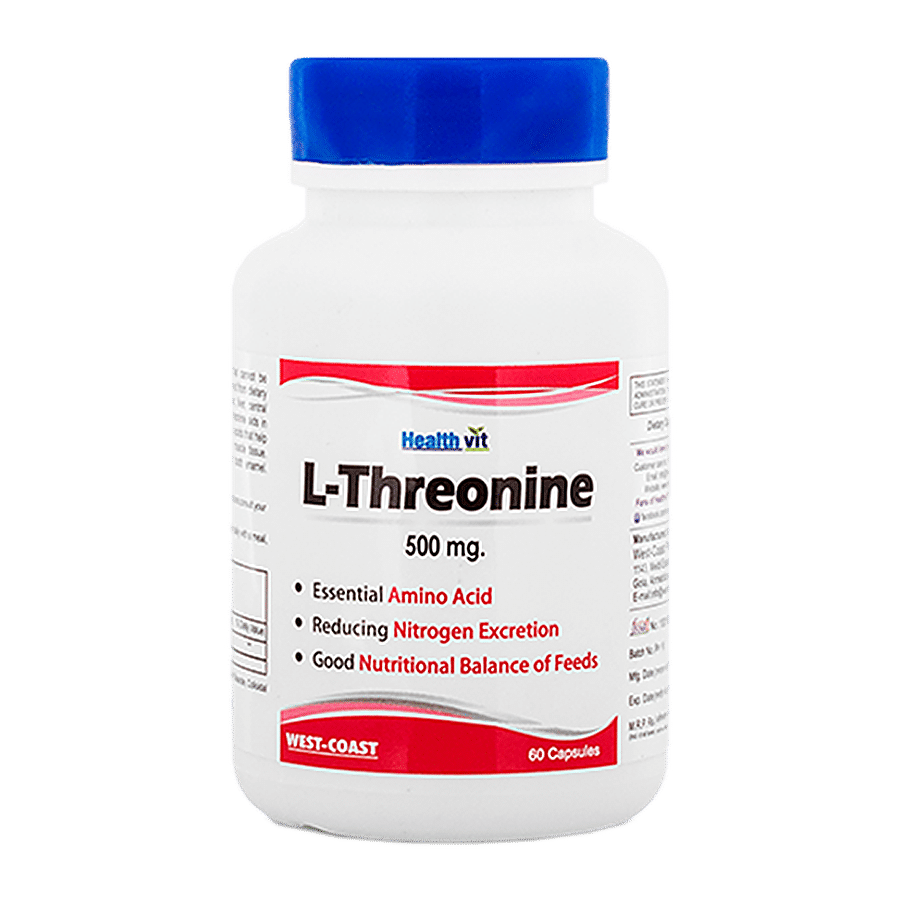 Healthvit L-Threonine 500 mg Capsules - Essential Amino Acid