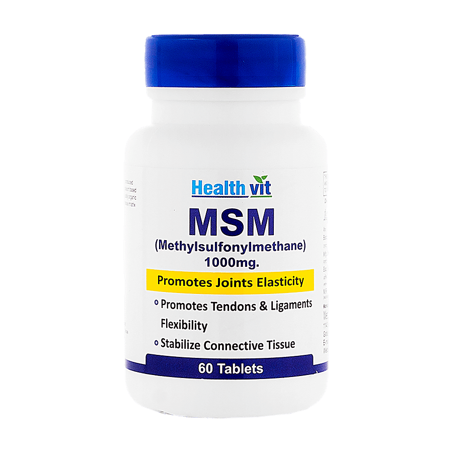 Healthvit MSM Methylsulfonylmenthane 1000 mg Tablets - Promotes Joints Elasticity