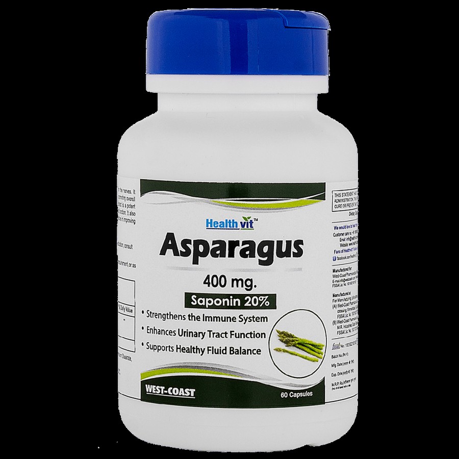 Healthvit Asparagus 400 mg Saponin 20% Capsules - Strengthens Immune System