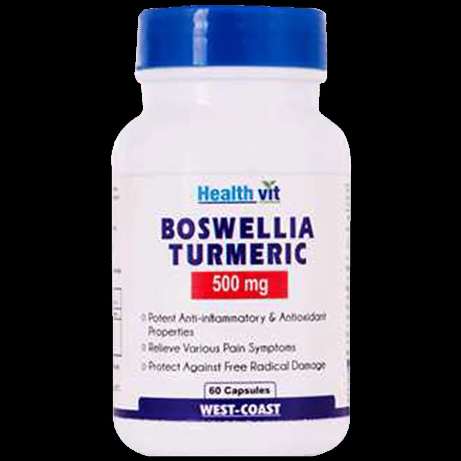 Healthvit Boswellia Turmeric 500 mg Capsules - Anti-inflammatory & Anti-oxidant Properties