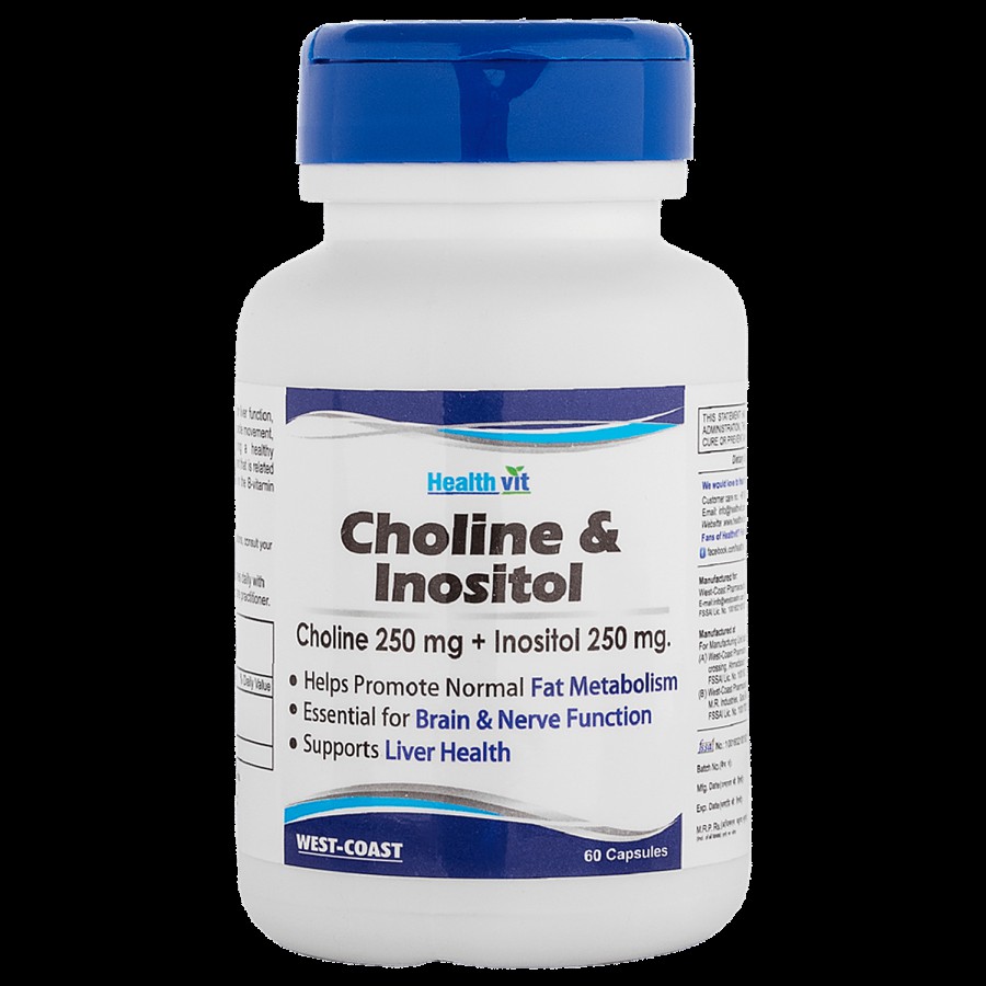 Healthvit Choline Hydrogen Tartrate 250 mg + Inositol 250 mg Capsules