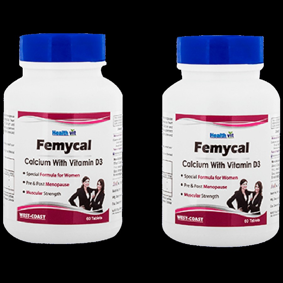 Healthvit Femycal Calcium With Vitamin D3 Tablets - Pre & Post Menopause