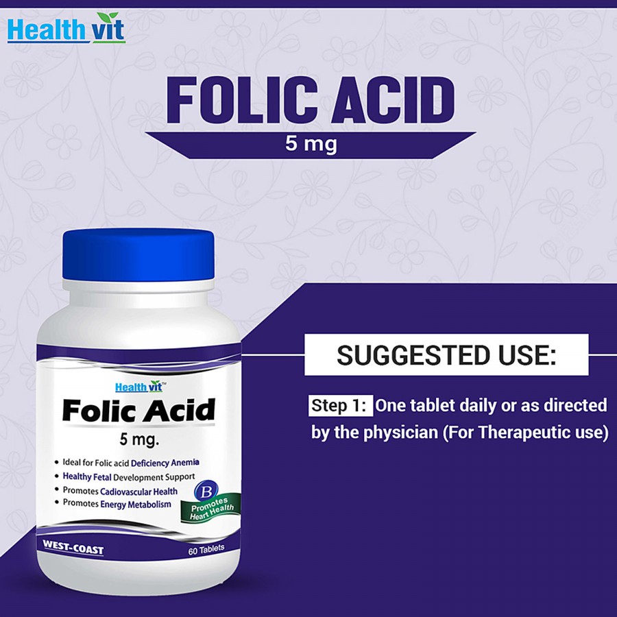 Healthvit Folic Acid Tablets - 5 mg