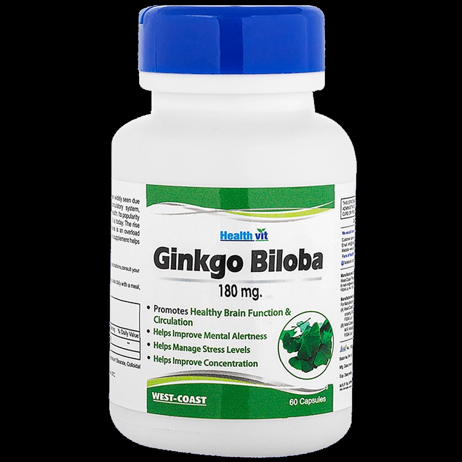 Healthvit Ginkgo Biloba 180 mg Capsules - Supports Memory