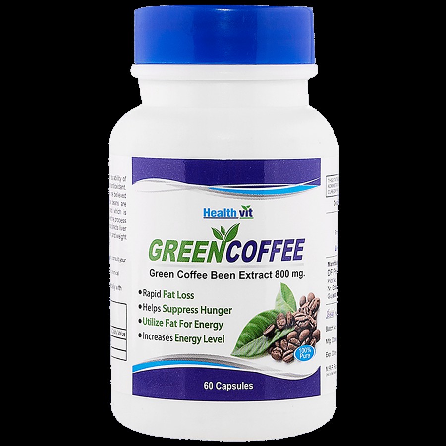 Healthvit Green Coffee Bean Extract 800 mg Capsules - Rapid Fat Loss