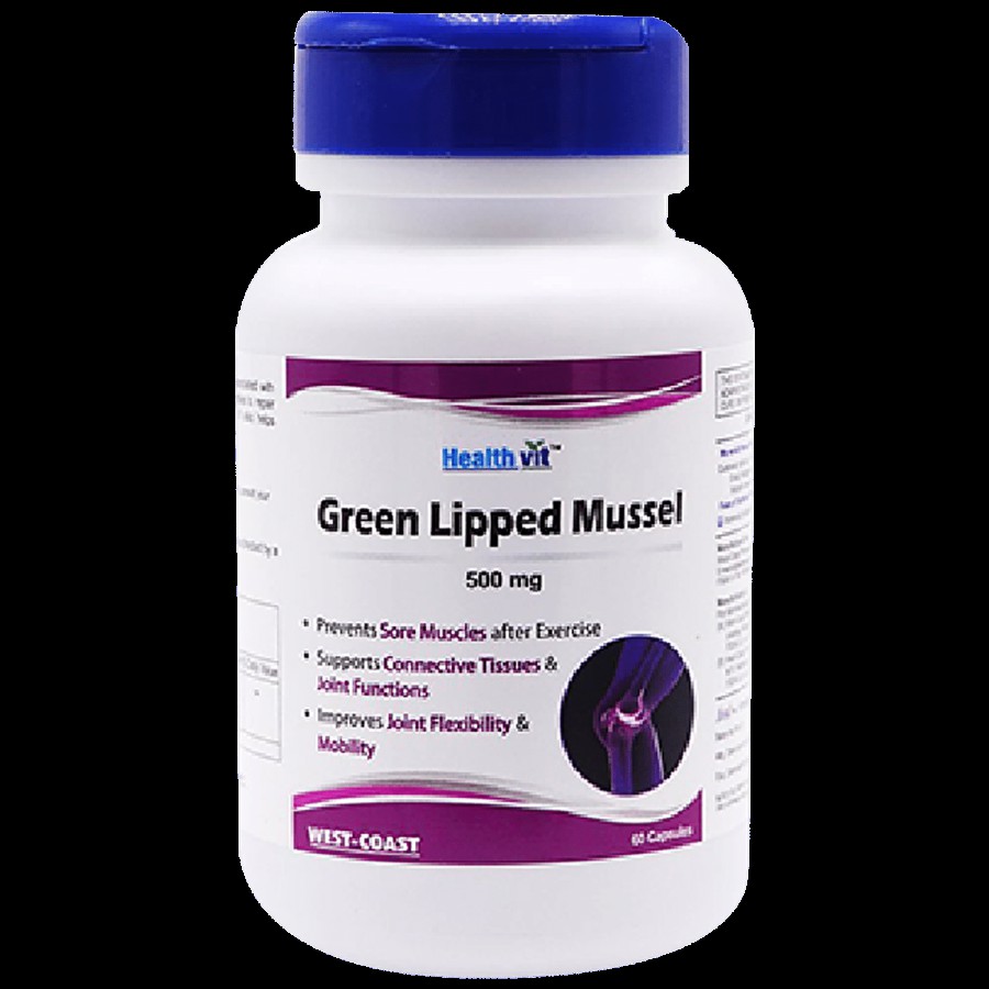 Healthvit Green Lipped Mussel 500 mg  Capsules - For Joint Health