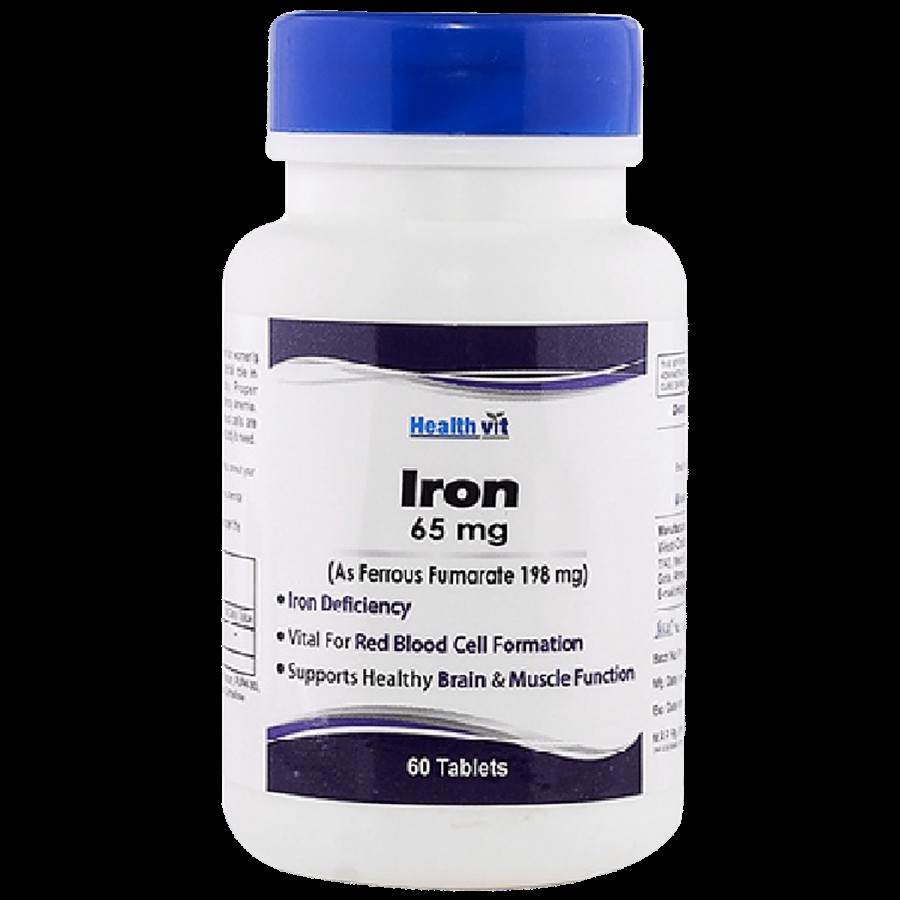 Healthvit Iron 65 mg Tablets - As Ferrous Fumarate 198 mg