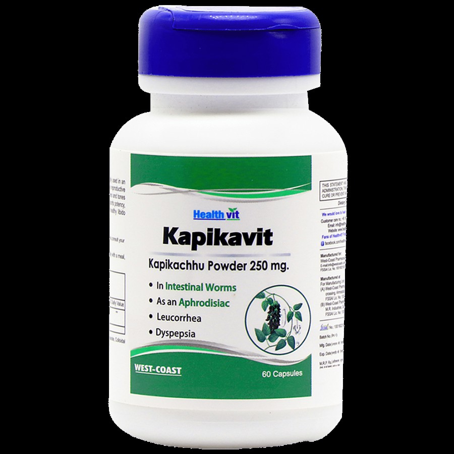 Healthvit Kapikavit Kapikachhu Powder Capsule - For Intestinal Worms