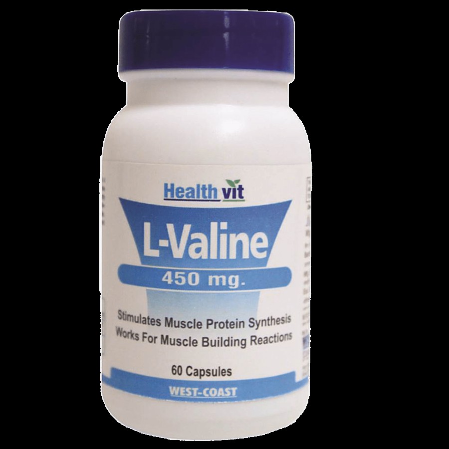 Healthvit L-Valine 450 mg Capsules - For Muscle Building Reaction