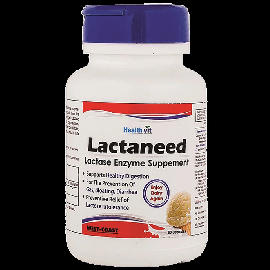 Healthvit Lactaneed Lactase Enzyme Supplement Capsule - For Lactose Intolerance