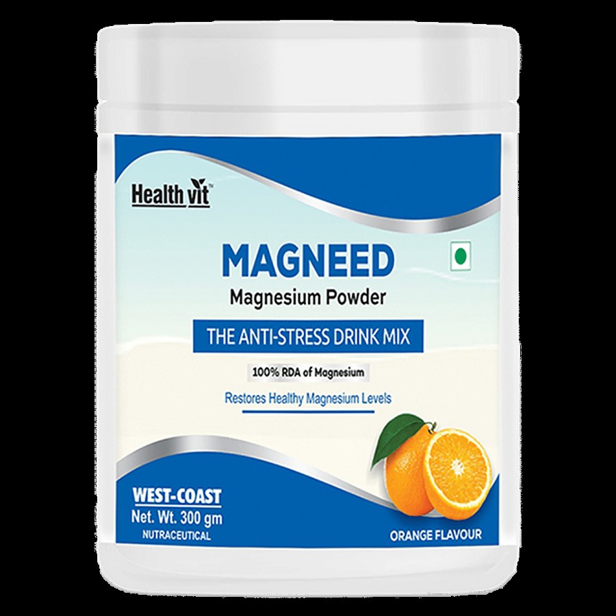 Healthvit Magneed Magnesium Powder Anti-Stress Drink Mix - Orange Flavour