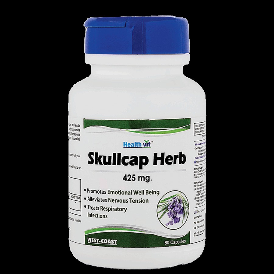 Healthvit Skullcap Herb 425 mg Capsules - For Nervous System Support