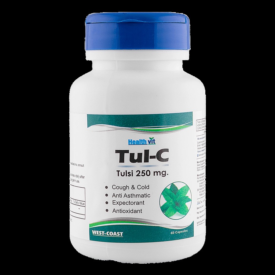 Healthvit Tul-C Tulsi Powder 250 mg Capsules - Cough & Cold