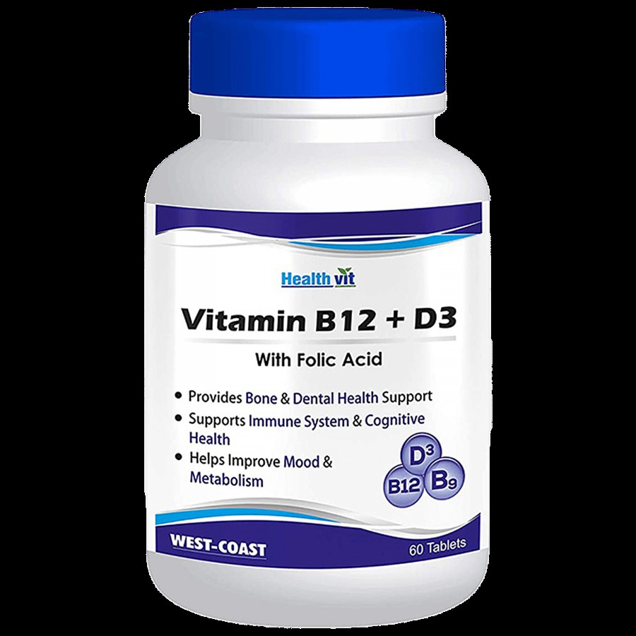 Healthvit Vitamin B12+D3 Supplement Tablets With Folic Acid