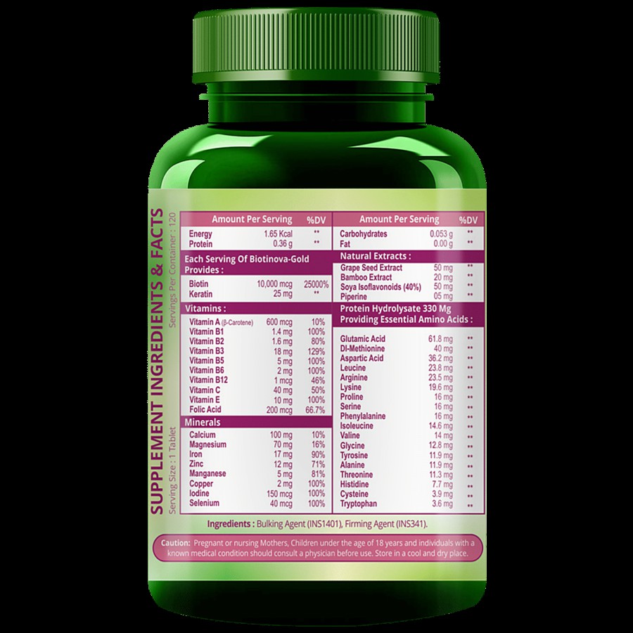 Himalayan Organics Biotin Supplement Tablets - With Keratin