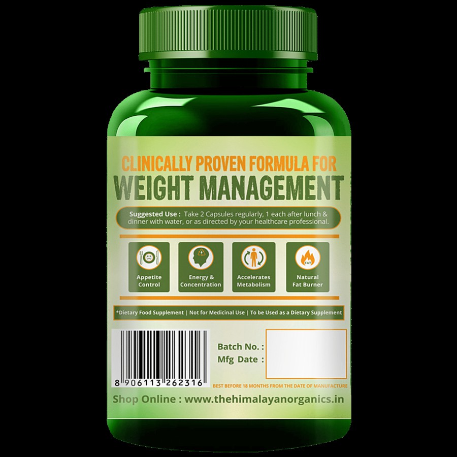 Himalayan Organics Garcinia Cambogia Dietary Supplement Capsules - For Weight Loss Management