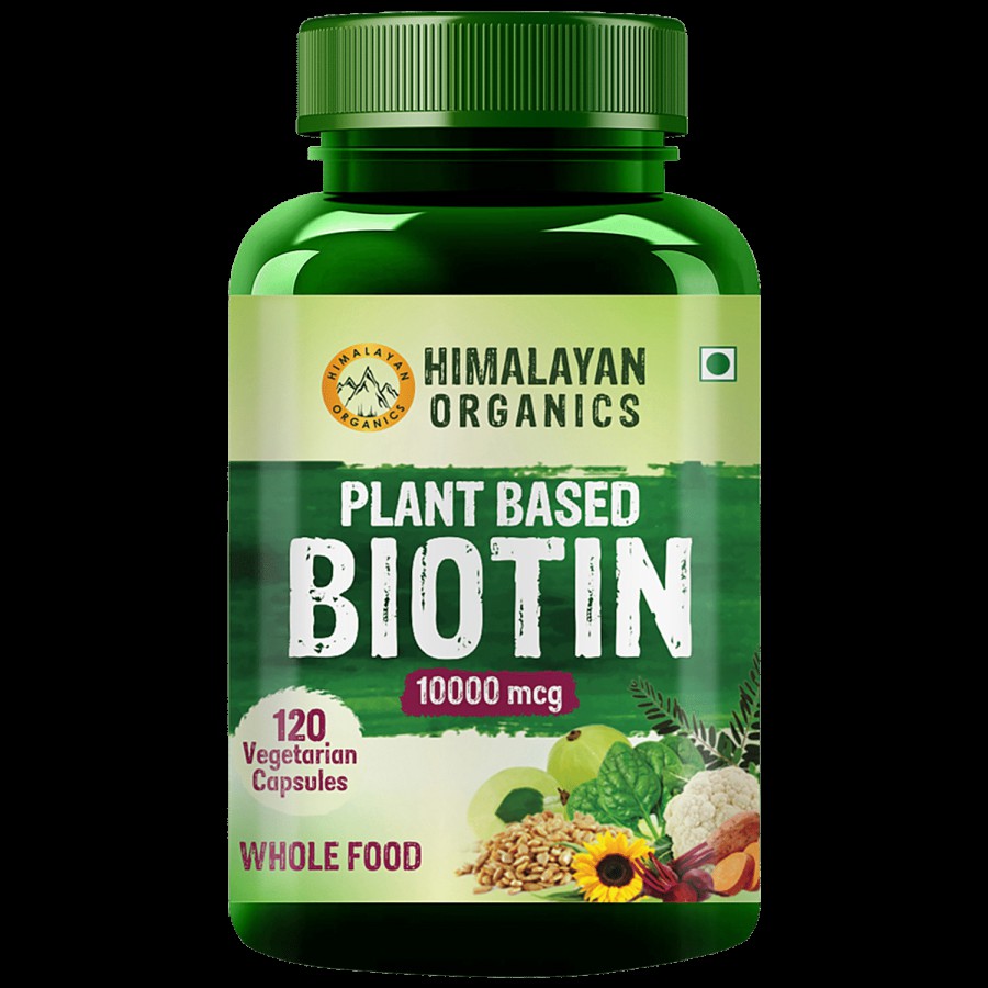 Himalayan Organics Plant Based Biotin 10000 MCG Capsules - For Healthy Hair