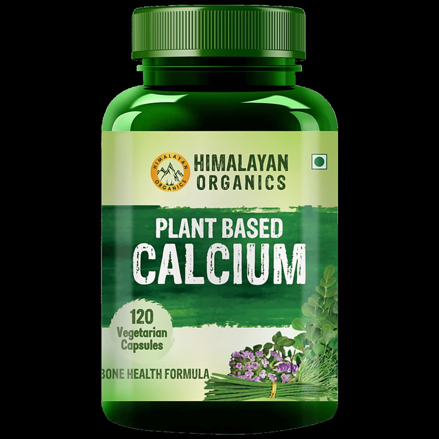 Himalayan Organics Plant Based Calcium Whole Food Supplement Capsules - For Bone Health