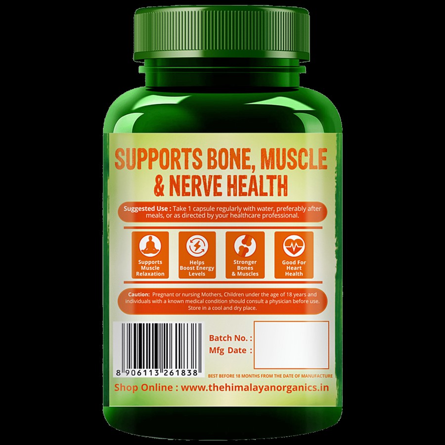 Himalayan Organics Plant Based Magnesium 220 mg Capsules - For Healthy Bones & Muscles