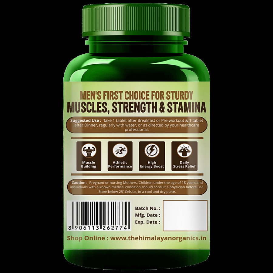 Himalayan Organics Plant Based Testosterone Booster Supplement Capsules - Boosts Energy