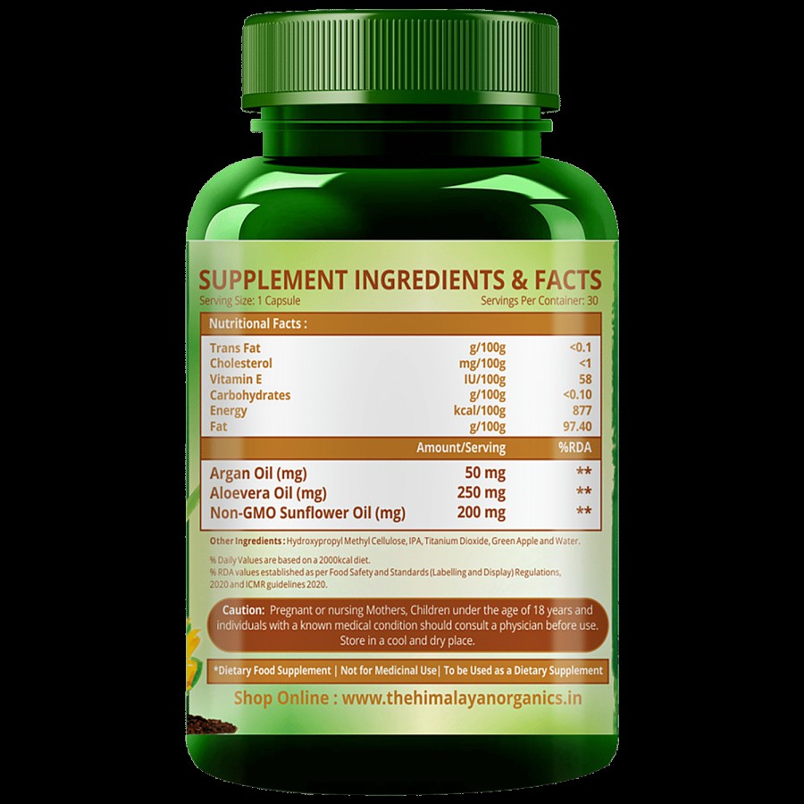 Himalayan Organics Plant Based Vitamin E Capsules - For Glowing Skin & Hair