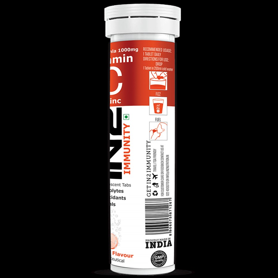 IN2 Natural Vitamin C + Zinc Effervescent Tablet - Orange Flavour