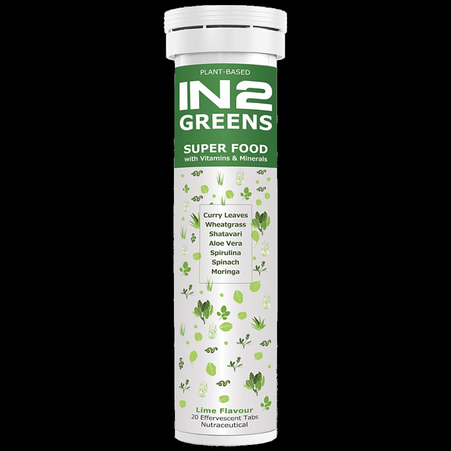 IN2 Plant Based Greens Super Food With Multi-Vitamin & Mineral - Lime Flavour