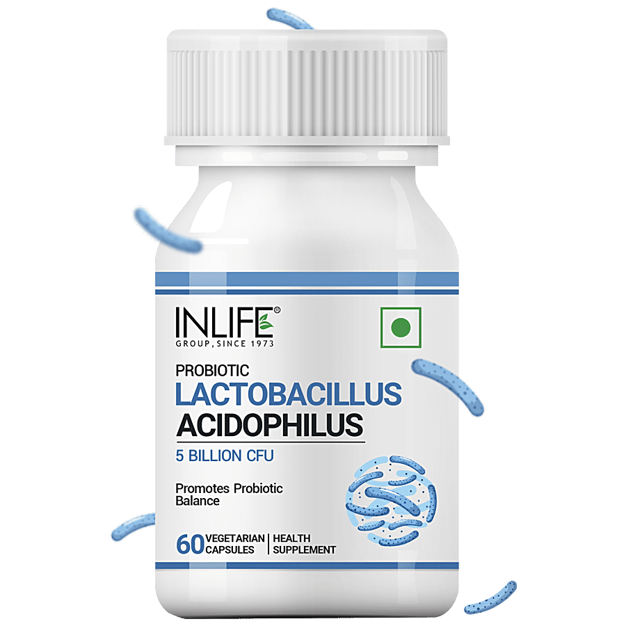 INLIFE Probiotic Lactobacillus Acidophilus 5 Billion CFU Capsules - For Digestive Health