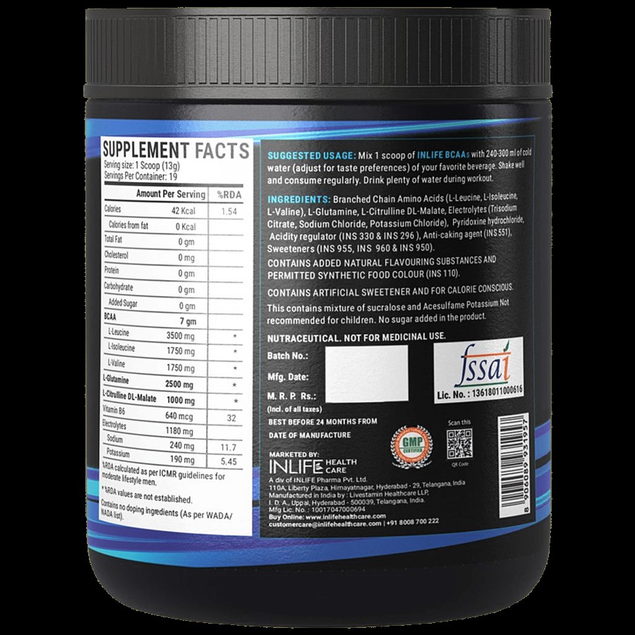 INLIFE BCAA Supplement - Pineapple