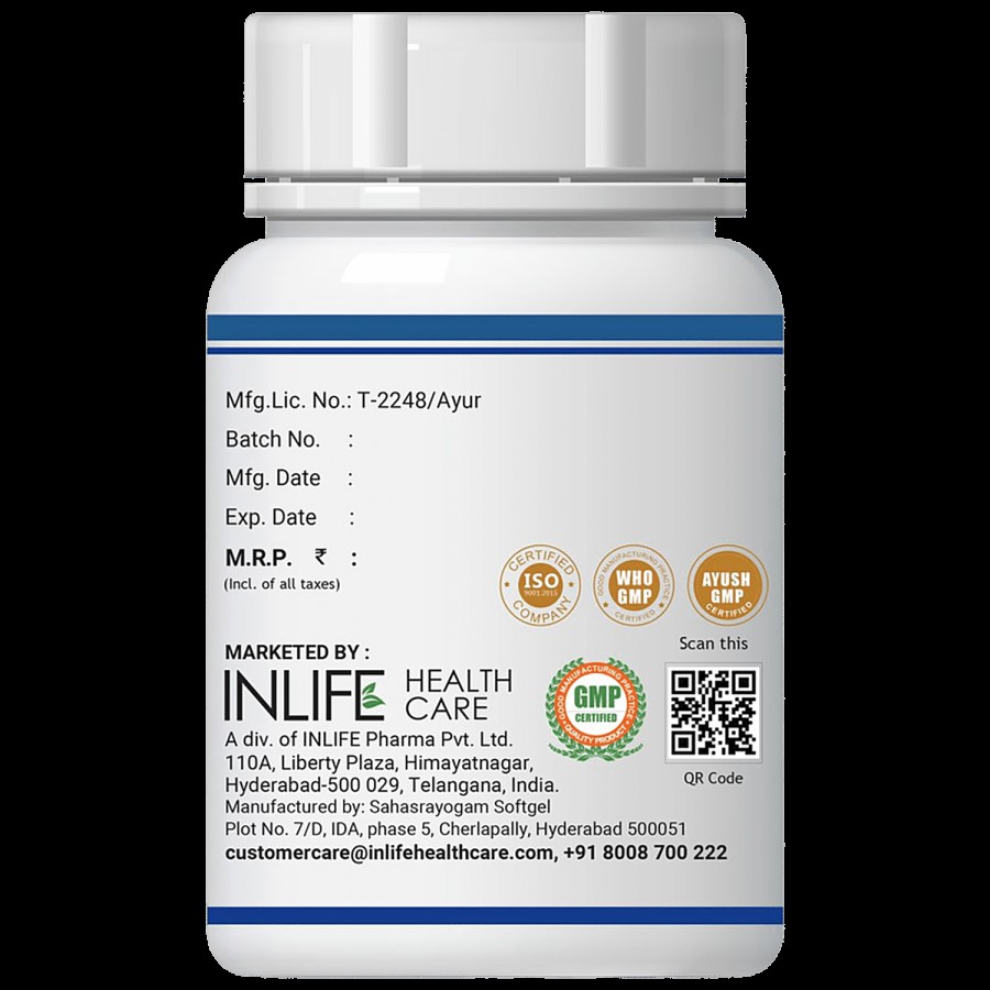 INLIFE Fish Oil Omega 3 1000 Mg Capsules - 180 Mg EPA