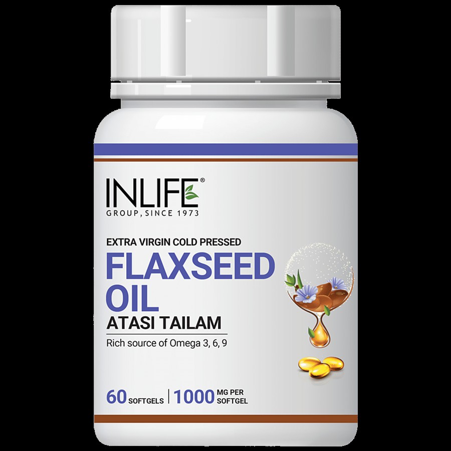 INLIFE Flaxseed Oil Softgels - 1000mg Omega 3 6 9