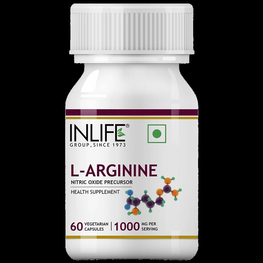 INLIFE L-Arginine 1000 Mg Capsules - Nitric Oxide Precursor