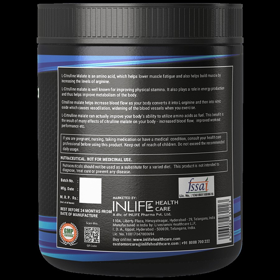 INLIFE Micronized Citrulline Malate 2:1 Powder - Unflavoured