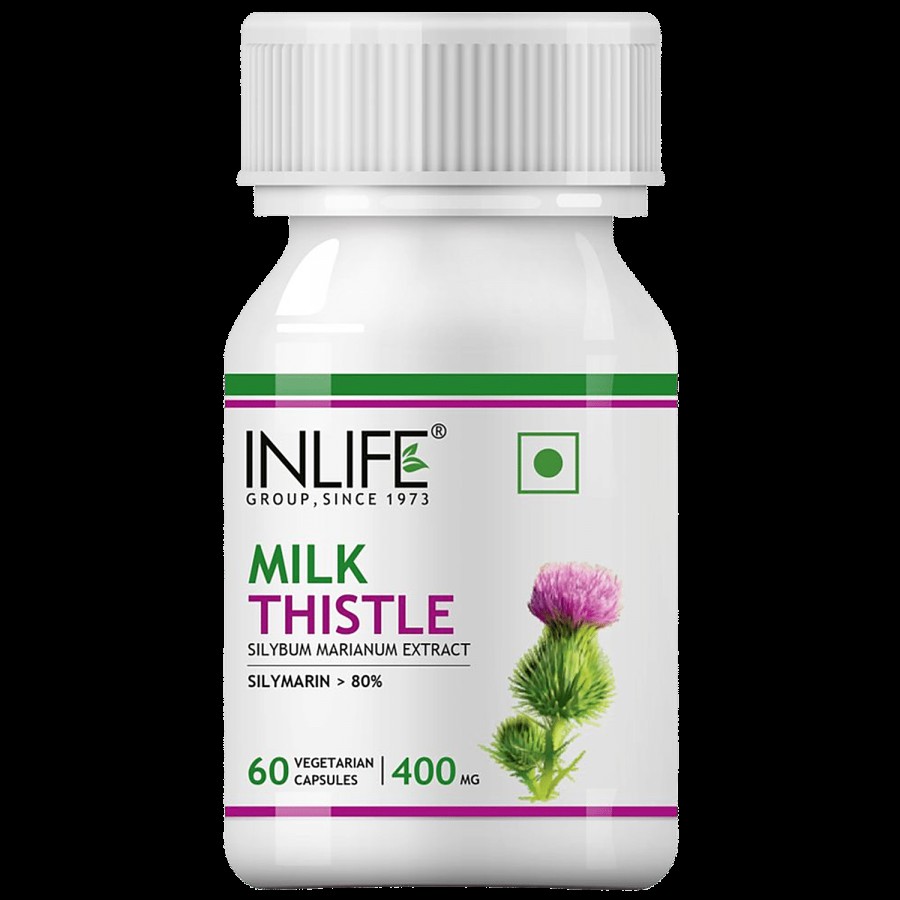 INLIFE Milk Thistle 400 Mg Capsules - 80% Silymarin