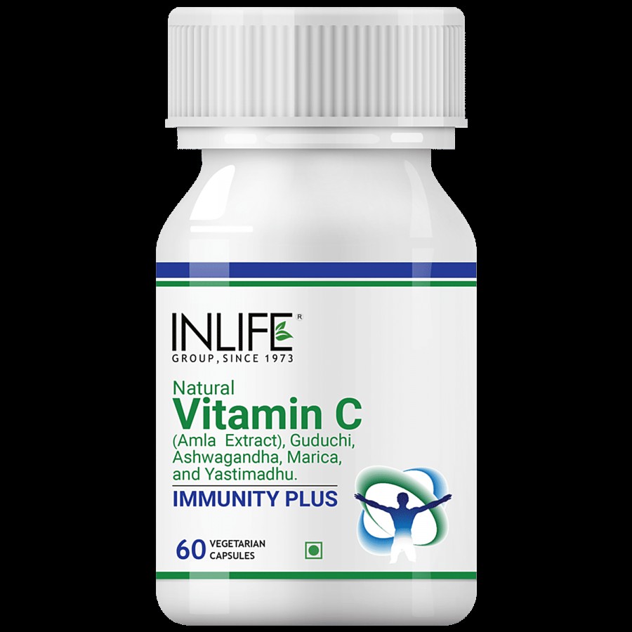 INLIFE Natural Vitamin C 500 Mg Capsules - Immunity Plus