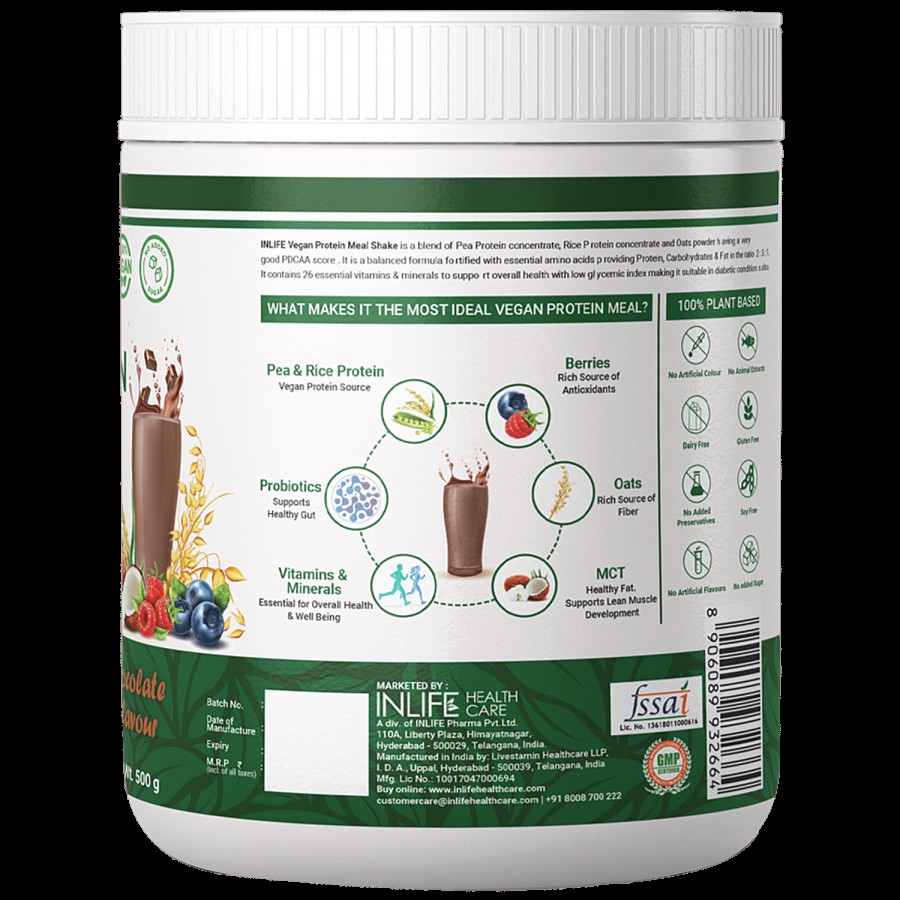 INLIFE Vegan Protein Meal Shake Powder - Chocolate