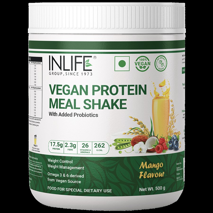 INLIFE Vegan Protein Meal Shake Powder - Mango