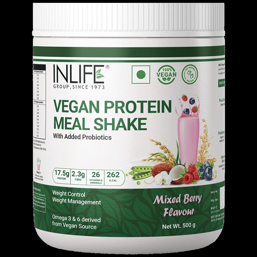 INLIFE Vegan Protein Meal Shake Powder - Mixed Berry Flavour