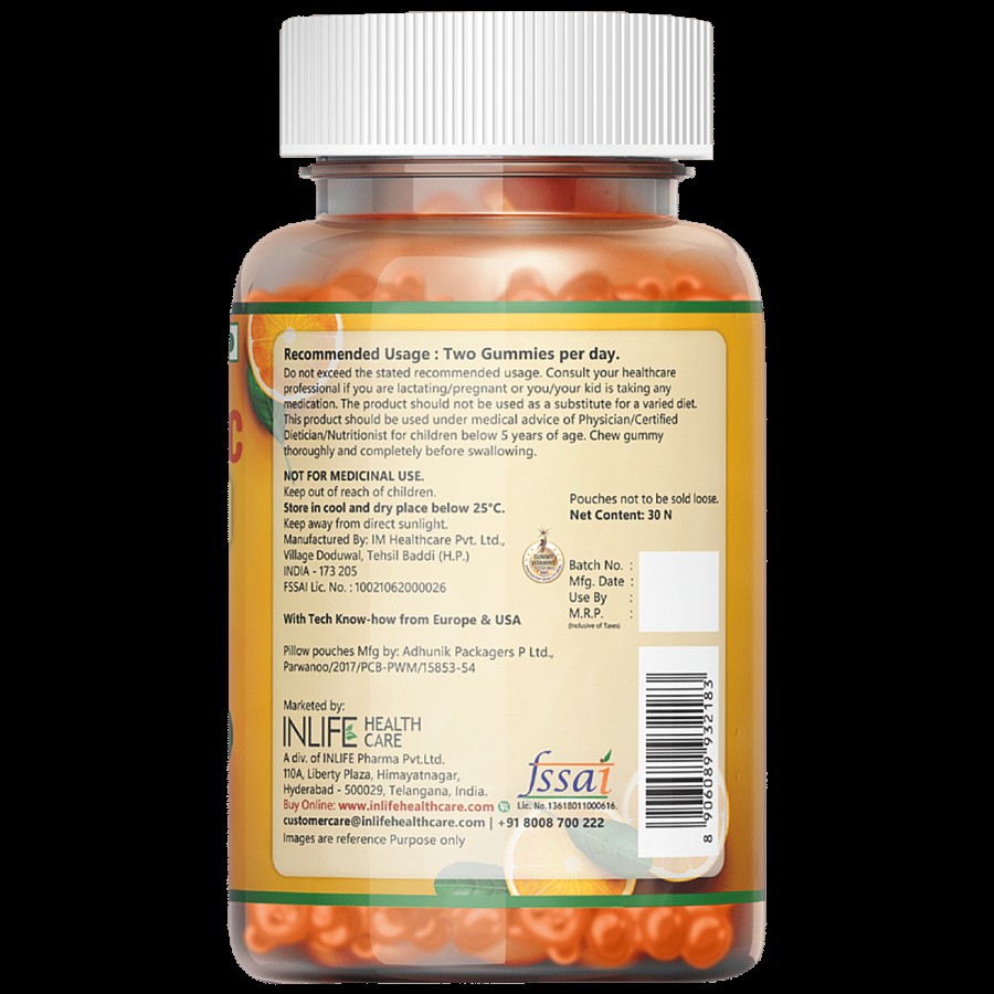 INLIFE Vitamin C Gummies - Orange Flavour