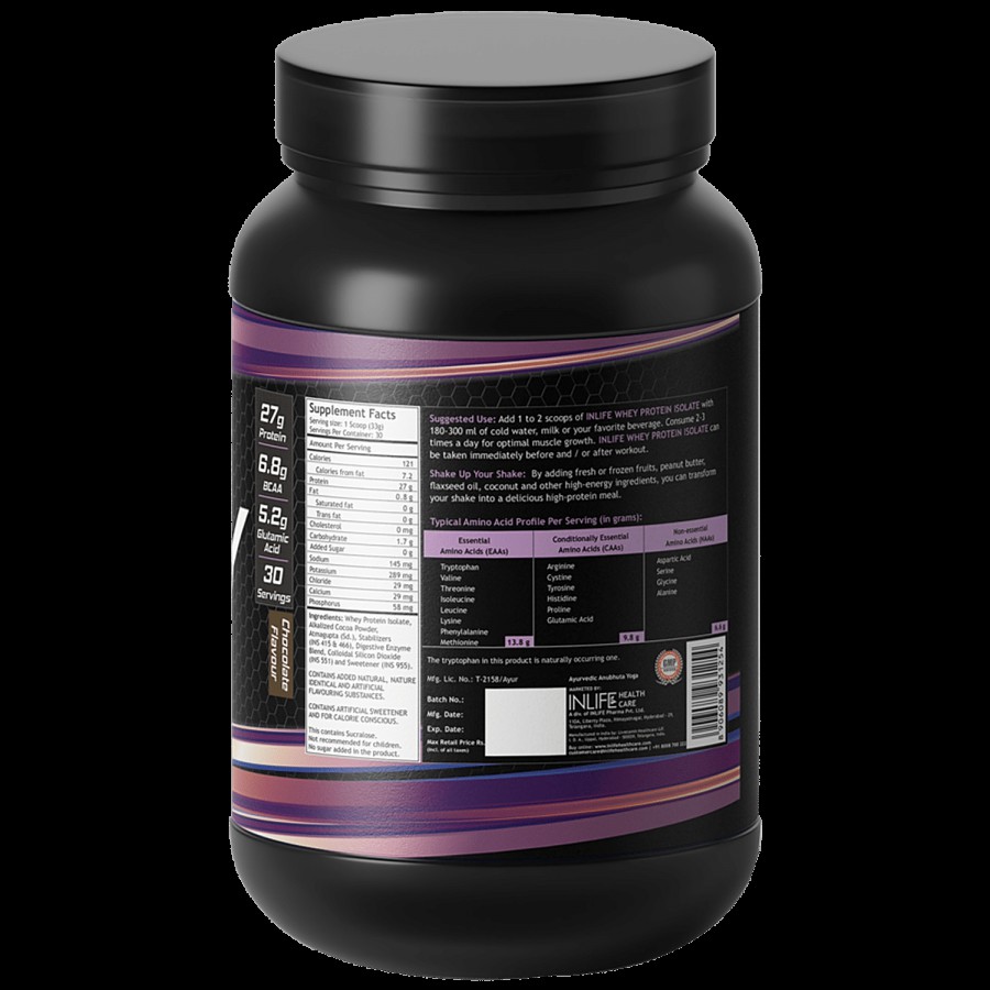 INLIFE Whey Protein Isolate Powder - Chocolate