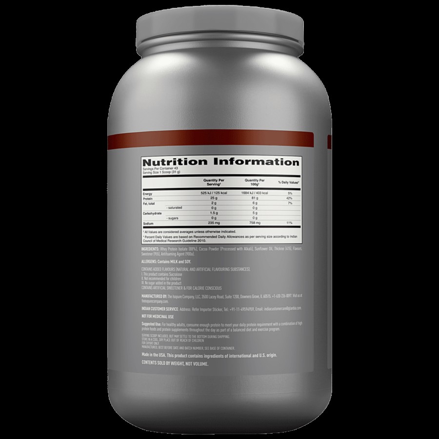 Isopure Low Carbs 100% Whey Protein Isolate Powder - Chocolate