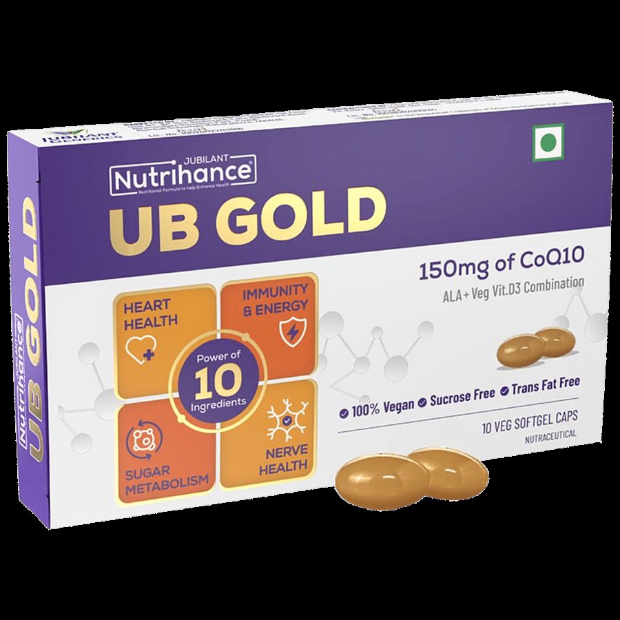 JUBILANT Nutrihance UB Gold 150mg Of CoQ10 Softgel Capsules - 100% Vegan