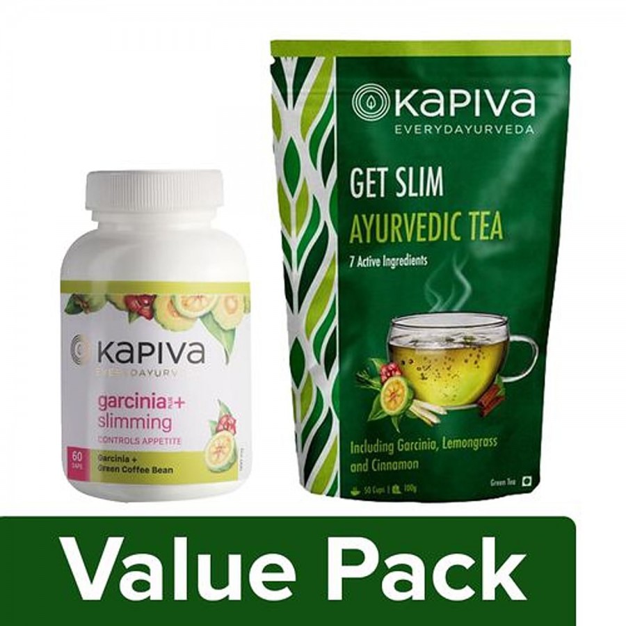 Kapiva Ayurveda Capsules - Garcinia & Green Coffee 60 pc + Tea - Get Slim