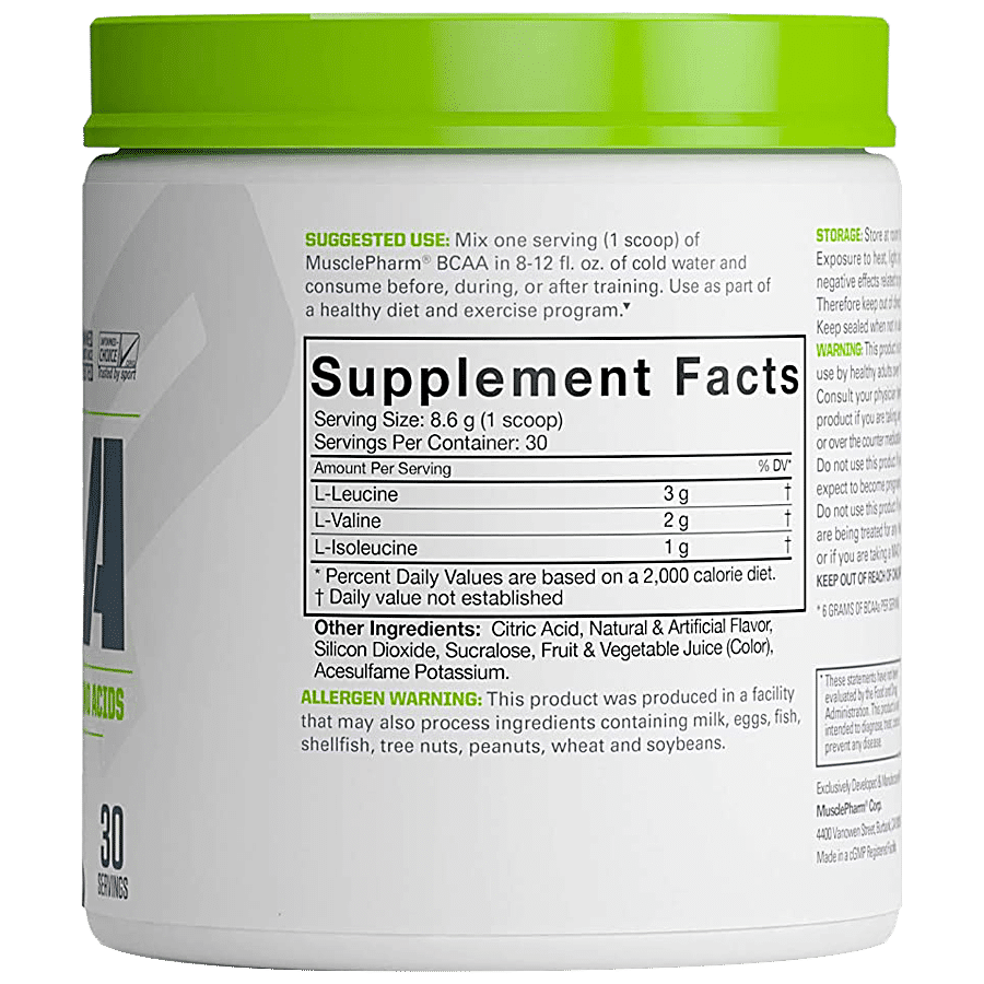 MUSCLEPHARM Essentials BCAA Optimized Branched Chain Amino Acids Dietary Supplement - Fruit Punch